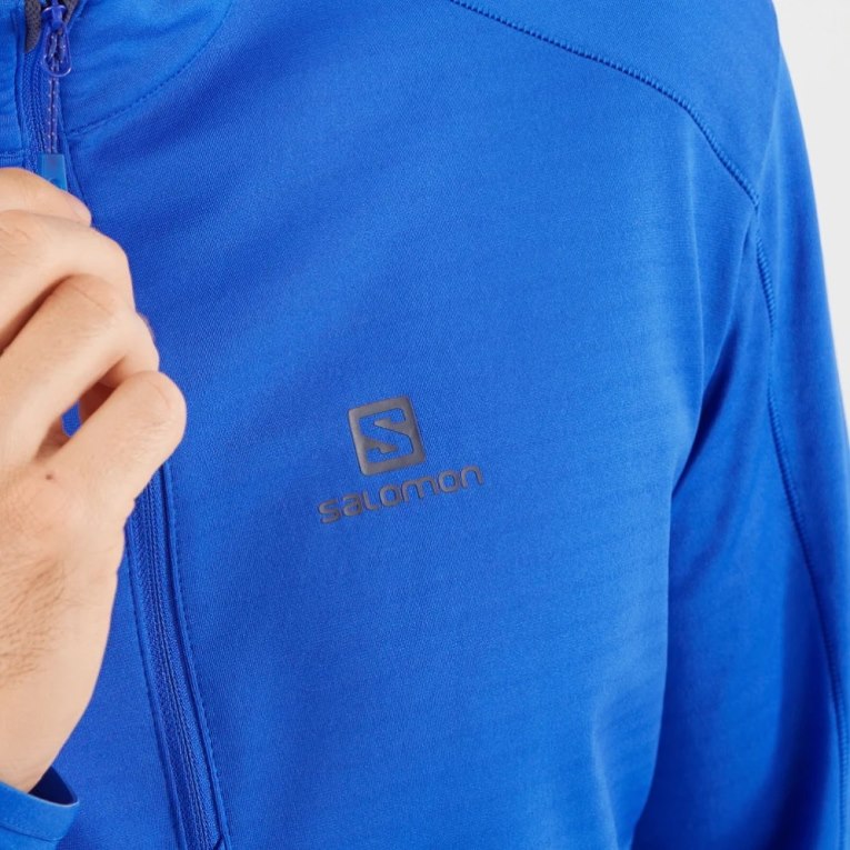 Salomon Essential Lightwarm Half Zip Men's Sweatshirt Blue | CA 96V82